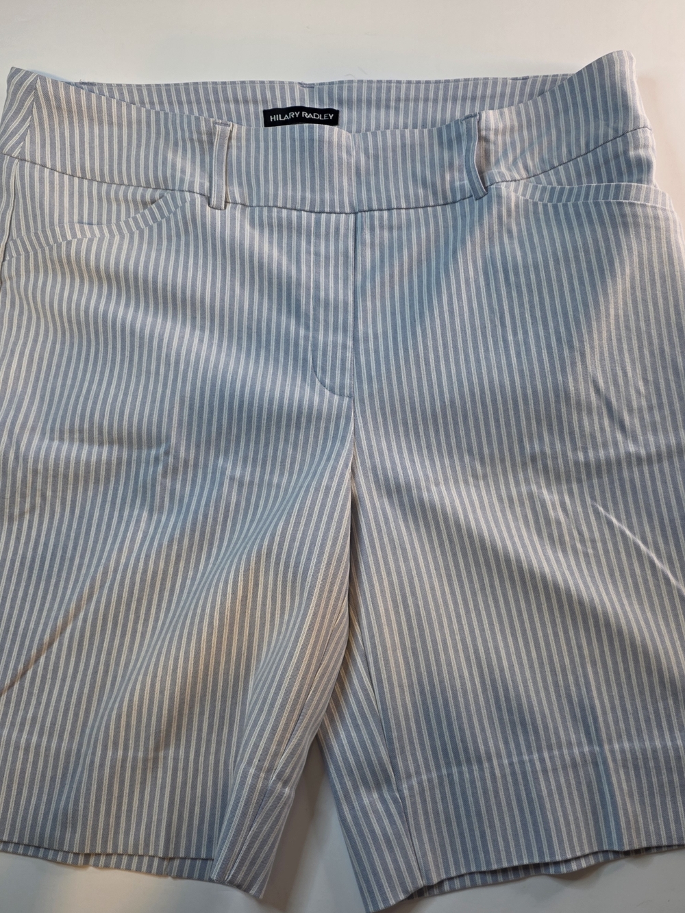 Hilary Radley Light Blue & White Pinstripe Shorts Size Large